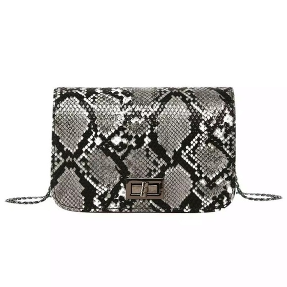 Handbags - SALE! NEW! FAUX SNAKESKIN BLACK/GREY OVER SHOULDER